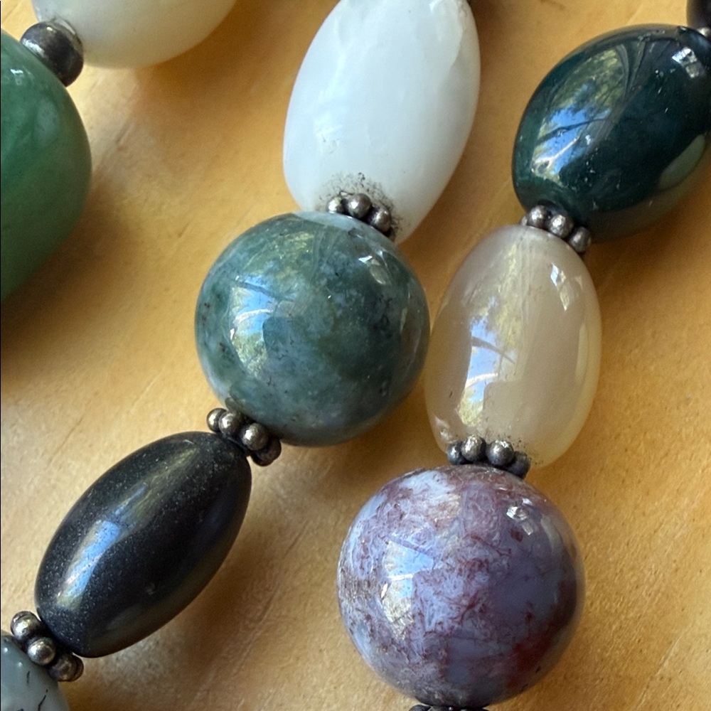 Boho Statement Necklace Mixed Gemstone Beads With… - image 3